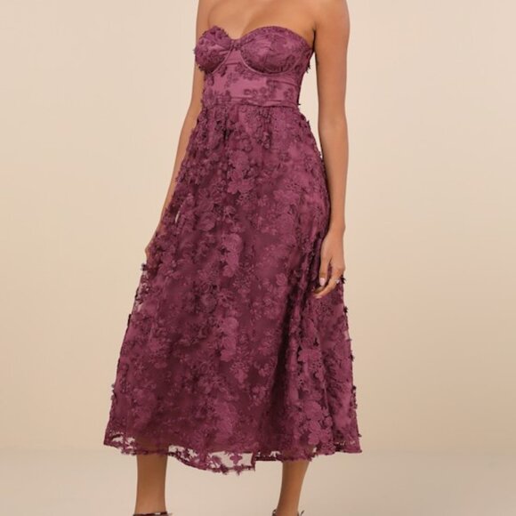 Lulu's Purple Lace Midi Dress - Picture 1 of 1